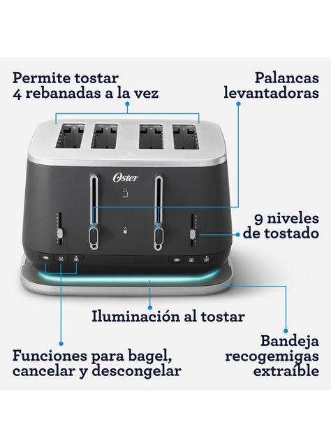 Tostador Eléctrico 4 Rebanadas 9 Niveles TSSTTA4540B Negro-4