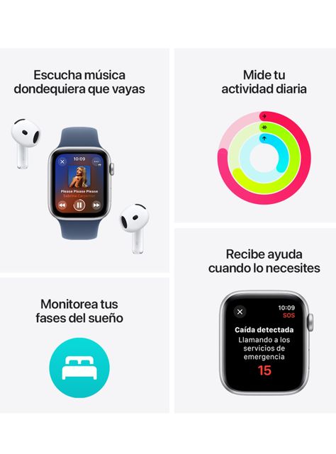 Apple Watch SE GPS Caja Aluminio Plata 40mm Correa Deportiva Azul Denim Talla M/L-2