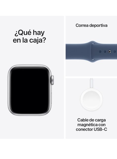 Apple Watch SE GPS Caja Aluminio Plata 40mm Correa Deportiva Azul Denim Talla M/L-6