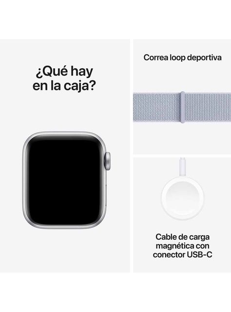 Apple Watch SE GPS Caja Aluminio Plata 40mm Correa Loop Deportiva Azul Nube-6