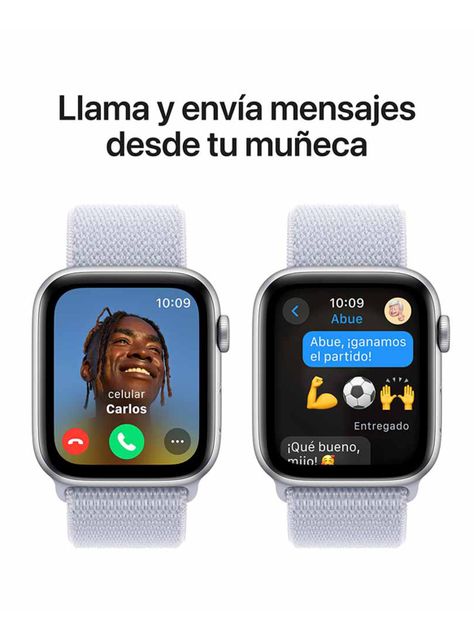 Apple Watch SE GPS Caja Aluminio Plata 44mm Correa Loop Deportiva Azul Nube-3