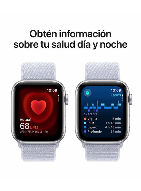 Apple Watch SE GPS Caja Aluminio Plata 44mm Correa Loop Deportiva Azul Nube-4