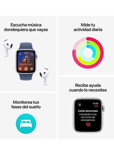 Apple Watch SE GPS Caja Aluminio Plata 44mm Correa Loop Deportiva Azul Nube-2
