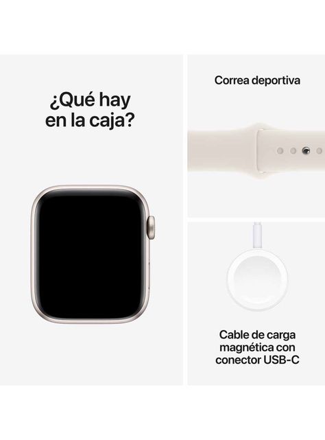 Apple Watch SE GPS Caja Aluminio 44mm Correa Deportiva Blanco Estelar Talla M/L-6