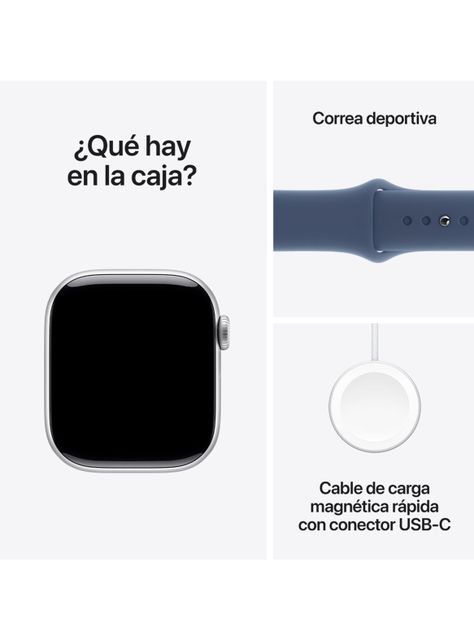 Apple Watch Series 10 GPS Caja Aluminio Plata 42mm Correa Deportiva Azul Denim Talla S/M-8