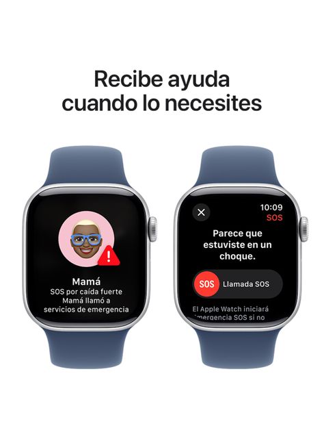Apple Watch Series 10 GPS Caja Aluminio Plata 42mm Correa Deportiva Azul Denim Talla S/M-5