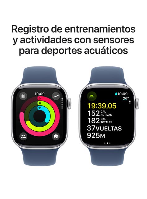Apple Watch Series 10 GPS Caja Aluminio Plata 42mm Correa Deportiva Azul Denim Talla S/M-3