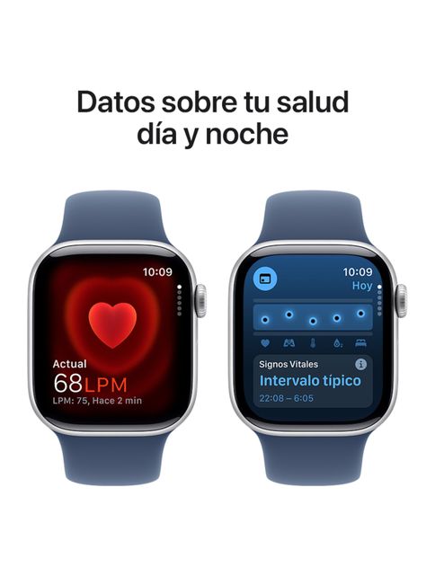 Apple Watch Series 10 GPS Caja Aluminio Plata 42mm Correa Deportiva Azul Denim Talla S/M-4