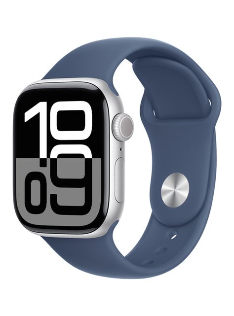 Apple Watch Series 10 GPS Caja Aluminio Plata 42mm Correa Deportiva Azul Denim Talla M/L-0