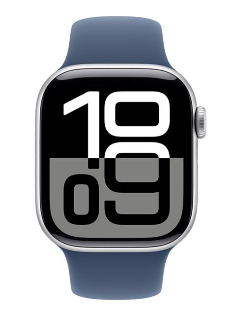 Apple Watch Series 10 GPS Caja Aluminio Plata 42mm Correa Deportiva Azul Denim Talla M/L-1