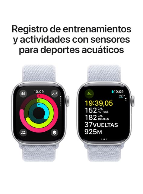 Apple Watch Series 10 GPS Caja Aluminio Plata 42mm Correa Loop Deportiva Azul Nube-3