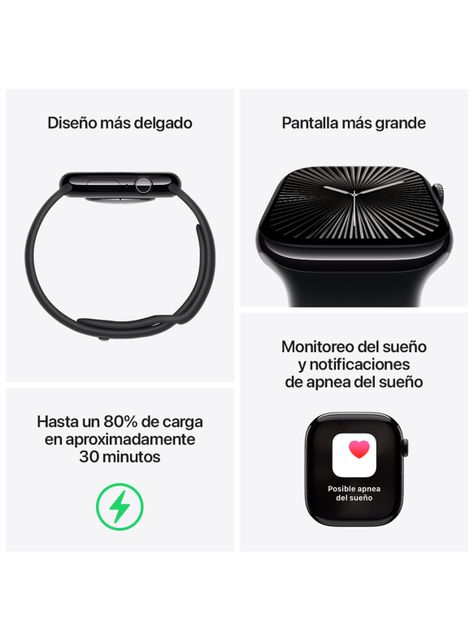 Apple Watch Series 10 GPS Caja Aluminio Plata 42mm Correa Loop Deportiva Azul Nube-2