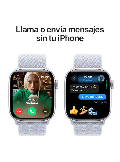 Apple Watch Series 10 GPS Caja Aluminio Plata 42mm Correa Loop Deportiva Azul Nube-6