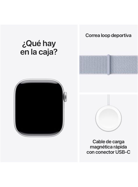 Apple Watch Series 10 GPS Caja Aluminio Plata 42mm Correa Loop Deportiva Azul Nube-8