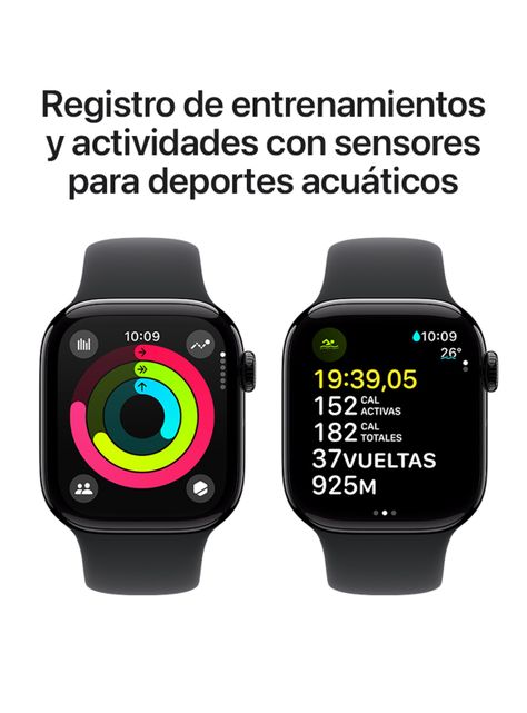Apple Watch Series 10 GPS Caja Aluminio Negro Azabache 42mm Correa Deportiva Negra Talla S/M-3