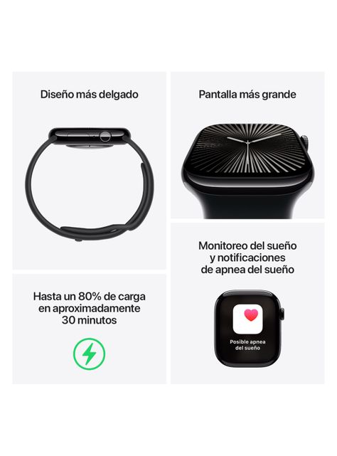 Apple Watch Series 10 GPS Caja Aluminio Negro Azabache 42mm Correa Deportiva Negra Talla S/M-2