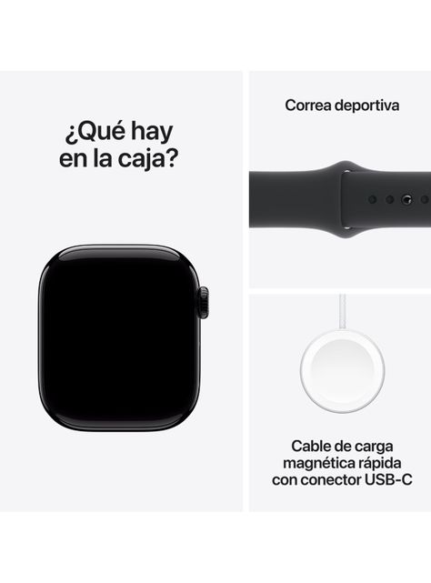 Apple Watch Series 10 GPS Caja Aluminio Negro Azabache 42mm Correa Deportiva Negra Talla S/M-8
