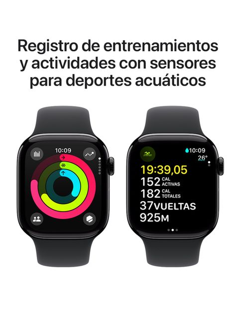 Apple Watch Series 10 GPS Caja Aluminio Negro Azabache 42mm Correa Deportiva Negra Talla M/L-3