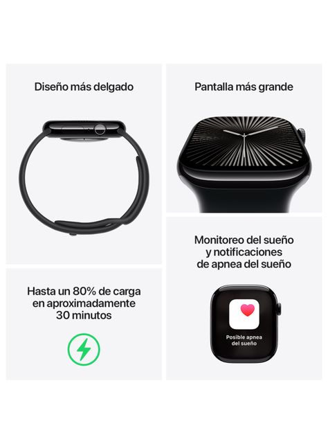 Apple Watch Series 10 GPS Caja Aluminio Negro Azabache 42mm Correa Loop Deportiva Tinta-2