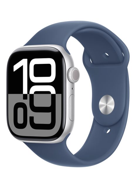 Apple Watch Series 10 GPS Caja Aluminio Plata 46mm Correa Deportiva Azul Denim Talla M/L-0
