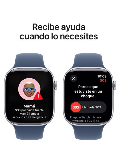 Apple Watch Series 10 GPS Caja Aluminio Plata 46mm Correa Deportiva Azul Denim Talla M/L-5