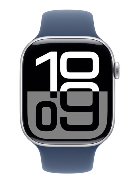 Apple Watch Series 10 GPS Caja Aluminio Plata 46mm Correa Deportiva Azul Denim Talla M/L-1