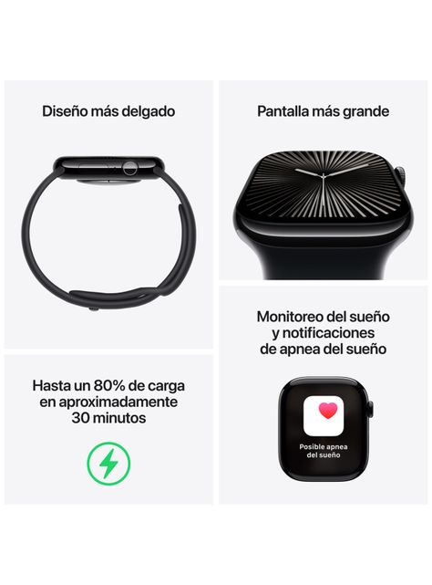 Apple Watch Series 10 GPS Caja Aluminio Plata 46mm Correa Deportiva Azul Denim Talla M/L-2