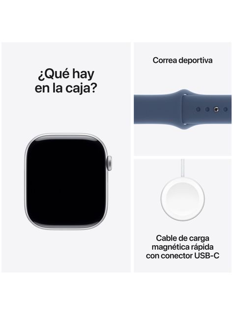 Apple Watch Series 10 GPS Caja Aluminio Plata 46mm Correa Deportiva Azul Denim Talla M/L-8