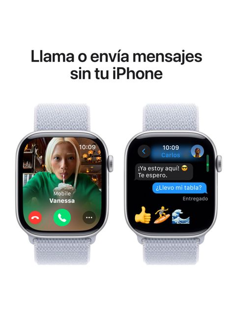 Apple Watch Series 10 GPS Caja Aluminio Plata 46mm Correa Loop Deportiva Azul Nube-5