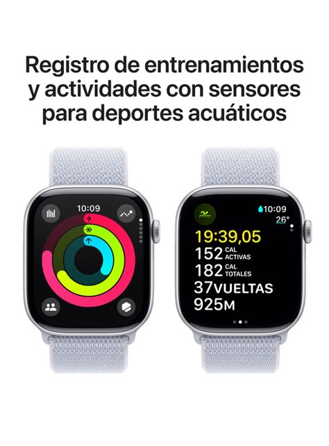 Apple Watch Series 10 GPS Caja Aluminio Plata 46mm Correa Loop Deportiva Azul Nube-3