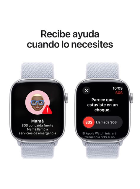 Apple Watch Series 10 GPS Caja Aluminio Plata 46mm Correa Loop Deportiva Azul Nube-6