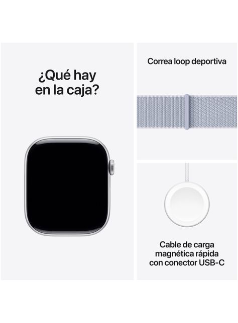 Apple Watch Series 10 GPS Caja Aluminio Plata 46mm Correa Loop Deportiva Azul Nube-8