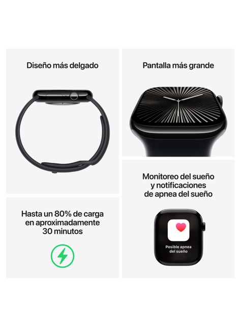 Apple Watch Series 10 GPS Caja Aluminio Plata 46mm Correa Loop Deportiva Azul Nube-2