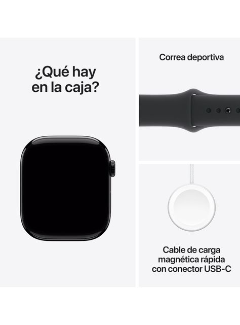 Apple Watch Series 10 GPS Caja Aluminio Negro Azabache 46mm Correa Deportiva Negra Talla M/L-8