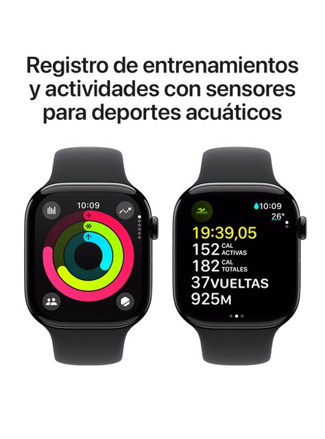 Apple Watch Series 10 GPS Caja Aluminio Negro Azabache 46mm Correa Deportiva Negra Talla M/L-3