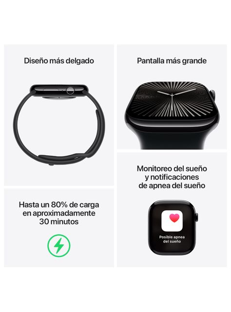 Apple Watch Series 10 GPS Caja Aluminio Negro Azabache 46mm Correa Loop Deportiva Tinta-2