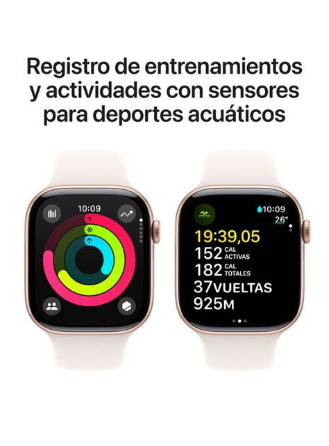 Apple Watch Series 10 GPS Caja Aluminio Oro Rosado 46mm Correa Deportiva Rosado Rubor Talla M/L-3