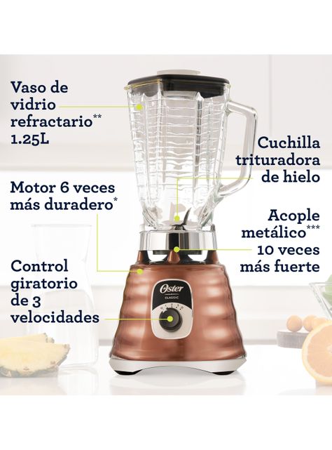 Licuadora Clásica Cobre Perilla Ergonómica 3 Velocidades-7