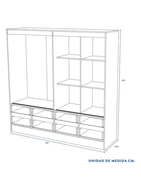 Clóset Maule 4 Puertas con Corredera 8 Cajones Blanco-1