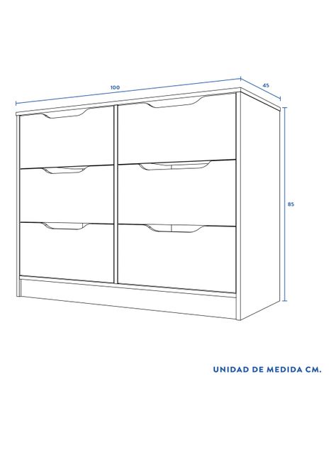 Cómoda 6 Cajones Nogal Melamina-1