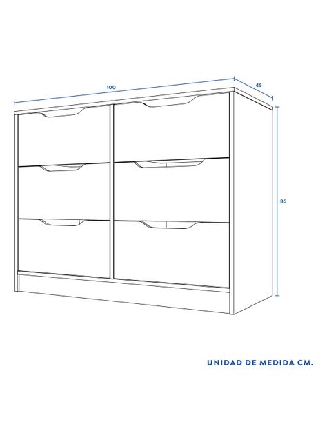 Cómoda 6 Cajones Olmo-Blanco-1