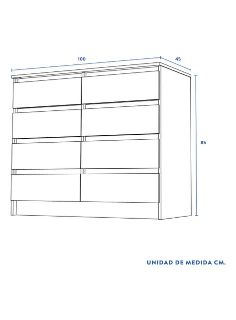 Cómoda Austria 8 Cajones Olmo-Blanco-1