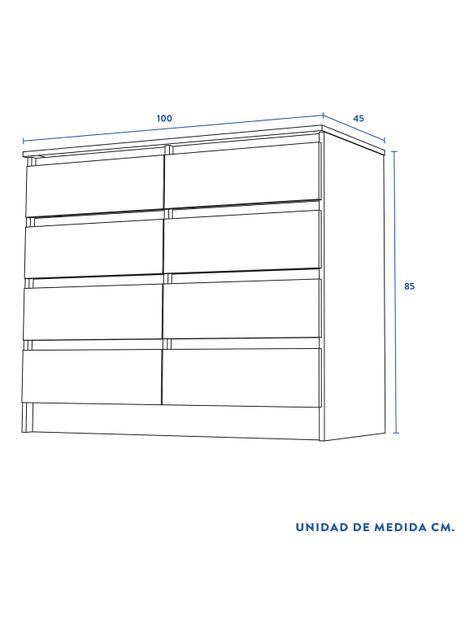 Cómoda Austria 8 Cajones Nogal-1