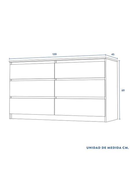 Cómoda Nórdica 6 Cajones Olmo-Blanco-1