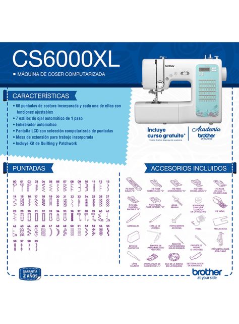 Máquina de Coser Computarizada 60 Puntadas CS6000XL-4