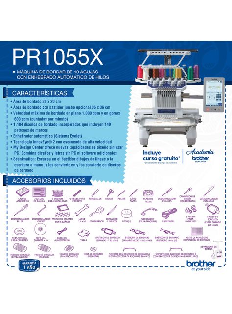 Bordadora de 10 Agujas con Enhebrado Automático PR1055X-1
