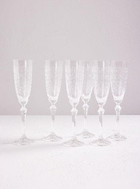 Set 6 Copas Cristal Tallado Elizabeth Champaña 200 ml-0