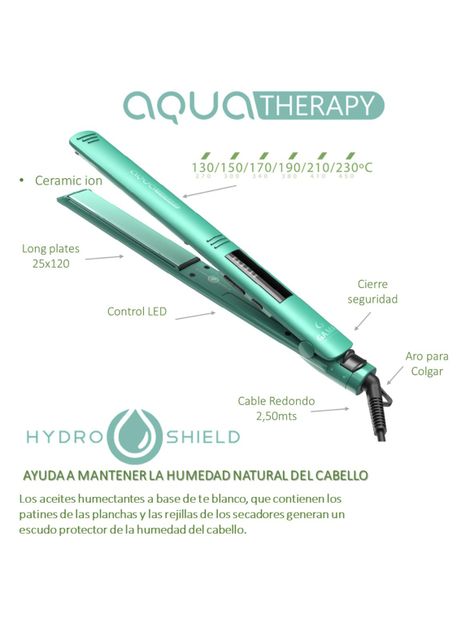 Alisador de Pelo Elegance LED Aqua Therapy-2