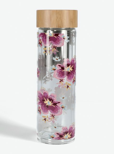 Botella Infusora Floral Vidrio 400 ml Sarah Miller-0