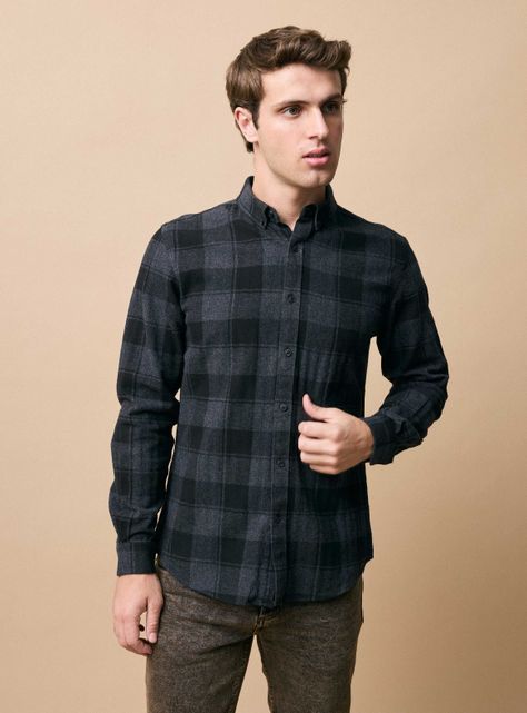 Camisa Franela Algodón Cuadros Medianos-0